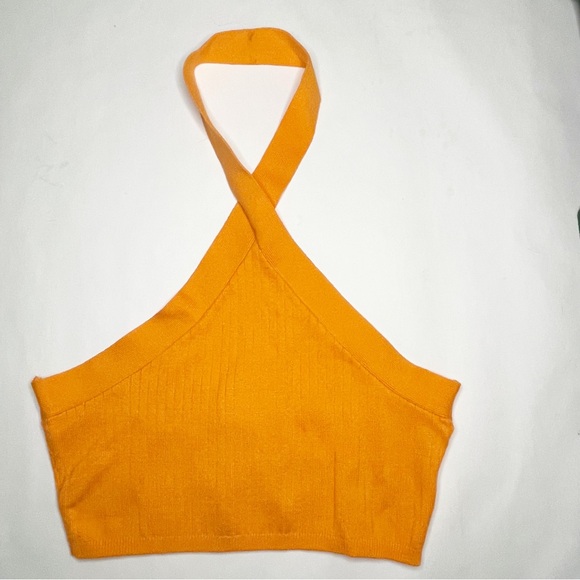 BDG Harlow Sweater Halter Crop Tank Top bright orange large - Picture 6 of 9